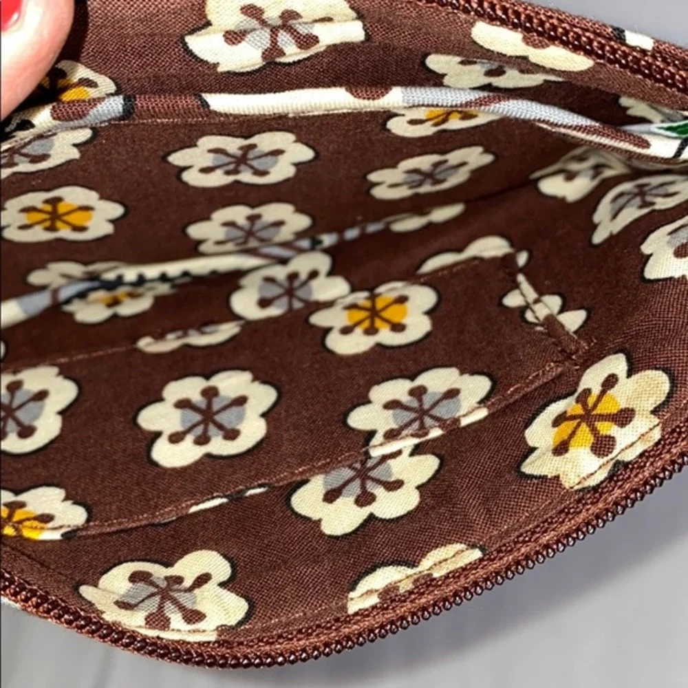Vera Bradley Bangle Wristlet Slate Blooms Floral Brown Zip Wristlet